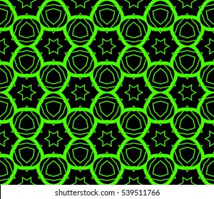 Abstract seamless pattern. Mirror geometric ornament. Vector illustration green color