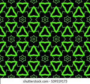 Abstract seamless pattern. Mirror geometric ornament. Vector illustration green color