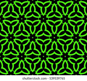 Abstract seamless pattern. Mirror geometric ornament. Vector illustration green color