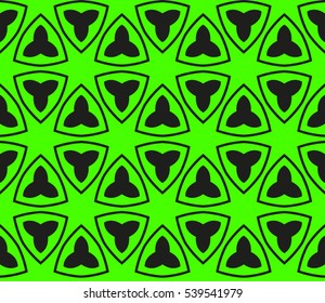 Abstract seamless pattern. Mirror geometric ornament. Vector illustration green color