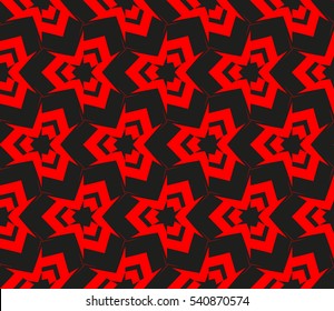 Abstract seamless pattern. Mirror geometric ornament. Vector illustration red color