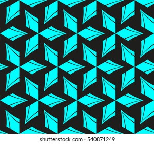 Abstract seamless pattern. Mirror geometric ornament. Vector illustration blue color