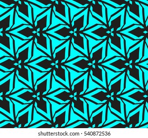 Abstract seamless pattern. Mirror geometric ornament. Vector illustration blue color