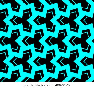 Abstract seamless pattern. Mirror geometric ornament. Vector illustration blue color