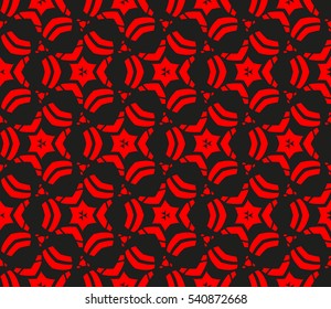 Abstract seamless pattern. Mirror geometric ornament. Vector illustration red color