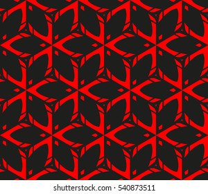 Abstract seamless pattern. Mirror geometric ornament. Vector illustration red color