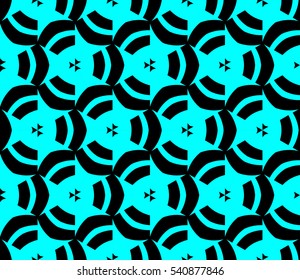 Abstract seamless pattern. Mirror geometric ornament. Vector illustration blue color