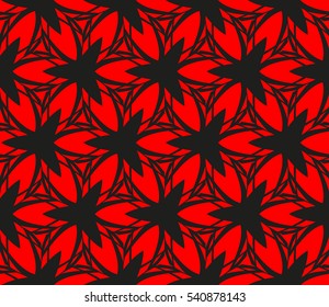 Abstract seamless pattern. Mirror geometric ornament. Vector illustration red color