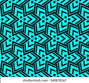 Abstract seamless pattern. Mirror geometric ornament. Vector illustration blue color