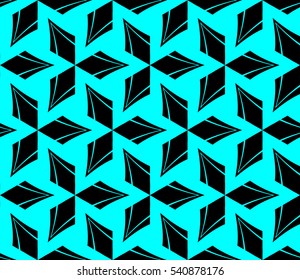 Abstract seamless pattern. Mirror geometric ornament. Vector illustration blue color