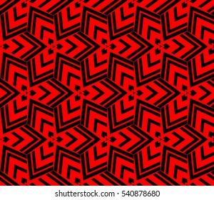 Abstract seamless pattern. Mirror geometric ornament. Vector illustration red color