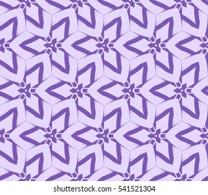Abstract seamless pattern. Mirror geometric ornament. Vector illustration purple color
