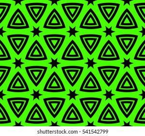 Abstract seamless pattern. Mirror geometric ornament. Vector illustration green color