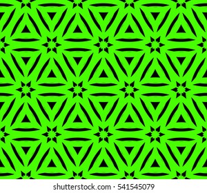 Abstract seamless pattern. Mirror geometric ornament. Vector illustration green color