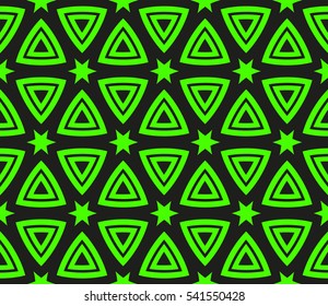 Abstract seamless pattern. Mirror geometric ornament. Vector illustration green color