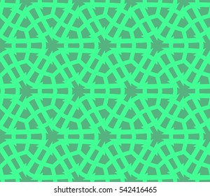 Abstract seamless pattern. Mirror geometric ornament. Vector illustration green color
