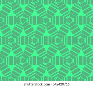 Abstract seamless pattern. Mirror geometric ornament. Vector illustration green color
