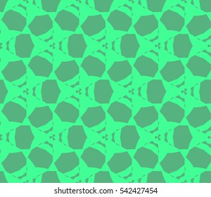 Abstract seamless pattern. Mirror geometric ornament. Vector illustration green color