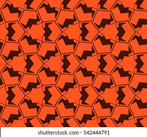 Abstract seamless pattern. Mirror geometric ornament. Vector illustration orange color