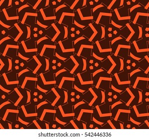 Abstract seamless pattern. Mirror geometric ornament. Vector illustration orange color