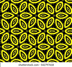 Abstract seamless pattern. Mirror geometric ornament. Vector illustration yellow color