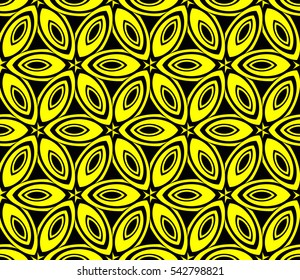 Abstract seamless pattern. Mirror geometric ornament. Vector illustration yellow color