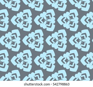 Abstract seamless pattern. Mirror geometric ornament. Vector illustration blue color