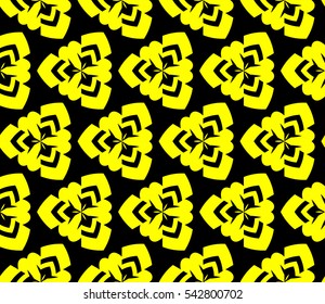 Abstract seamless pattern. Mirror geometric ornament. Vector illustration yellow color