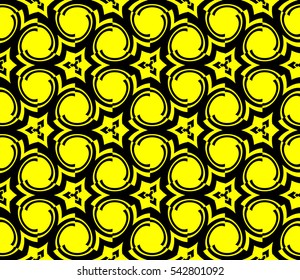 Abstract seamless pattern. Mirror geometric ornament. Vector illustration yellow color