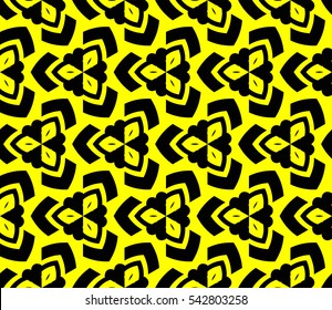 Abstract seamless pattern. Mirror geometric ornament. Vector illustration yellow color