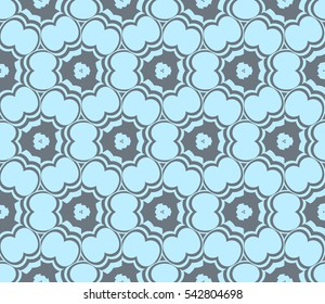 Abstract seamless pattern. Mirror geometric ornament. Vector illustration blue color