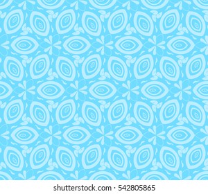 Abstract seamless pattern. Mirror geometric ornament. Vector illustration blue color