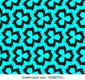 Abstract seamless pattern. Mirror geometric ornament. Vector illustration blue color
