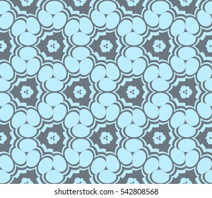 Abstract seamless pattern. Mirror geometric ornament. Vector illustration blue color