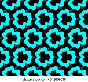 Abstract seamless pattern. Mirror geometric ornament. Vector illustration blue color