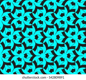 Abstract seamless pattern. Mirror geometric ornament. Vector illustration blue color
