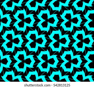 Abstract seamless pattern. Mirror geometric ornament. Vector illustration blue color