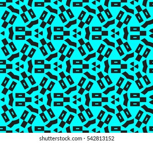 Abstract seamless pattern. Mirror geometric ornament. Vector illustration blue color