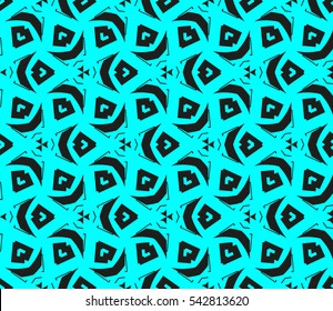 Abstract seamless pattern. Mirror geometric ornament. Vector illustration blue color