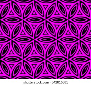 Abstract seamless pattern. Mirror geometric ornament. Vector illustration purple color