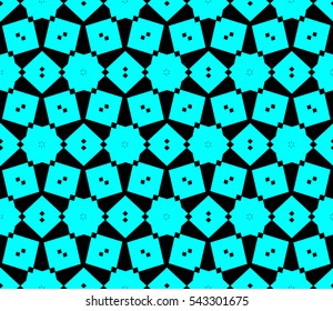 Abstract seamless pattern. Mirror geometric ornament. Vector illustration blue color