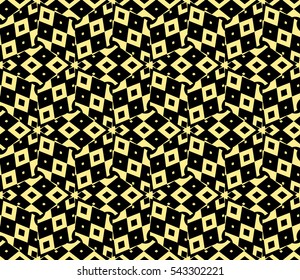Abstract seamless pattern. Mirror geometric ornament. Vector illustration yellow color