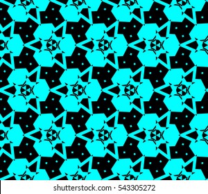 Abstract seamless pattern. Mirror geometric ornament. Vector illustration blue color