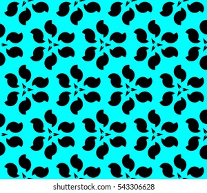Abstract seamless pattern. Mirror geometric ornament. Vector illustration blue color