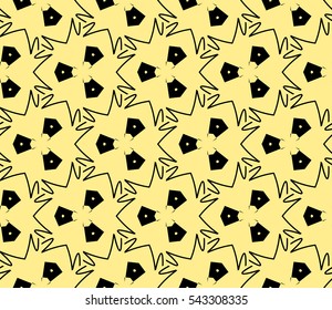 Abstract seamless pattern. Mirror geometric ornament. Vector illustration yellow color