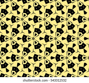 Abstract seamless pattern. Mirror geometric ornament. Vector illustration yellow color