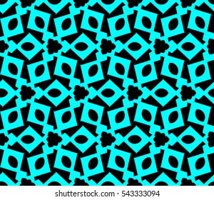Abstract seamless pattern. Mirror geometric ornament. Vector illustration blue color