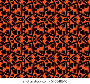 Abstract seamless pattern. Mirror geometric ornament. Vector illustration orange color