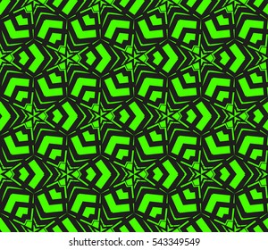 Abstract seamless pattern. Mirror geometric ornament. Vector illustration green color