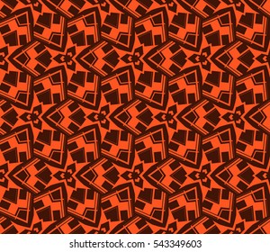 Abstract seamless pattern. Mirror geometric ornament. Vector illustration orange color